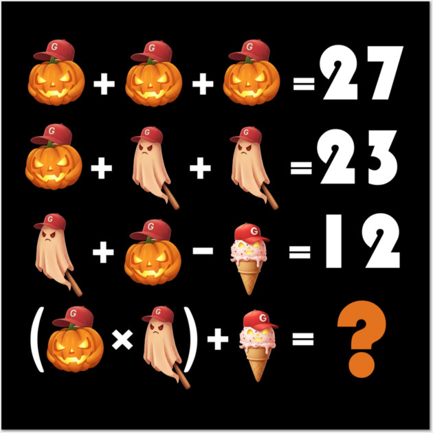 Funny Equation 67 Meme Halloween for Math Teachers Wall Art by Db Printed
