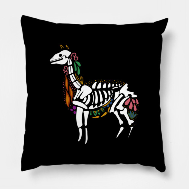 Day of the dead Llama Alpaca Sugar Skull Pillow by logiamerch