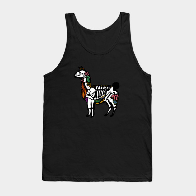 Day of the dead Llama Alpaca Sugar Skull Tank Top by logiamerch