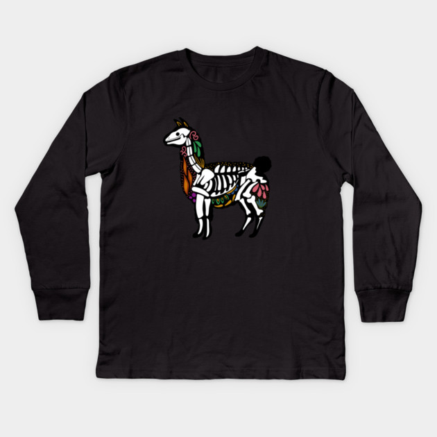 Day of the dead Llama Alpaca Sugar Skull Kids Long Sleeve T-Shirt by logiamerch