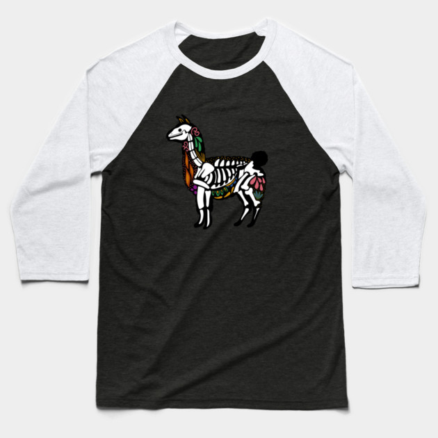 Day of the dead Llama Alpaca Sugar Skull Baseball T-Shirt by logiamerch