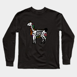 Day of the dead Llama Alpaca Sugar Skull Long Sleeve T-Shirt