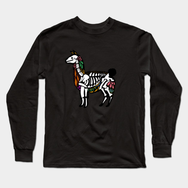 Day of the dead Llama Alpaca Sugar Skull Long Sleeve T-Shirt by logiamerch