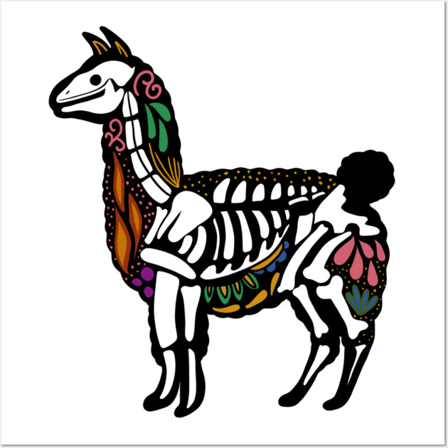 Day of the dead Llama Alpaca Sugar Skull Wall Art by logiamerch