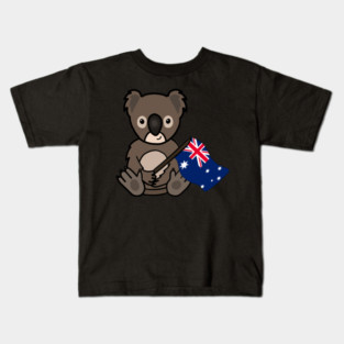 Cute Koala Australian Flag Animal Kids T-Shirt