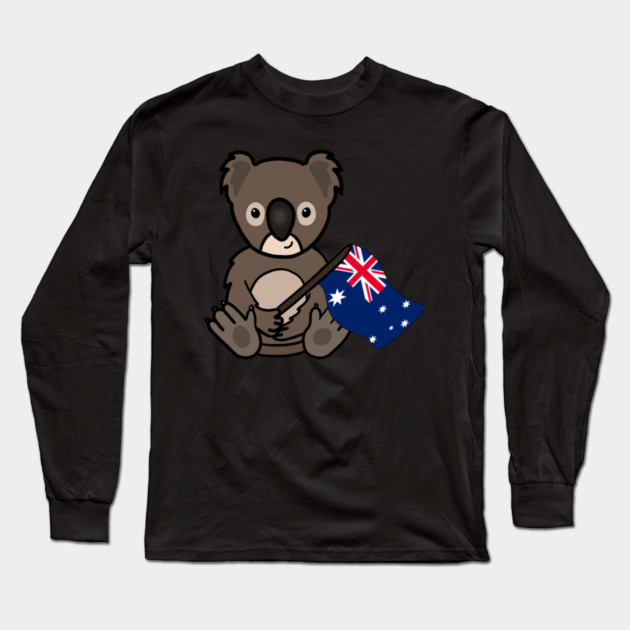 Cute Koala Australian Flag Animal Long Sleeve T-Shirt by logiamerch