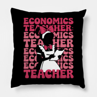Economics Teacher Economy Girl Coquette Bow Pink Ribbon Pillow