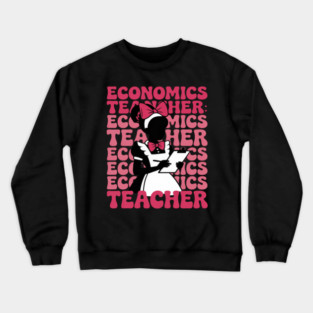 Economics Teacher Economy Girl Coquette Bow Pink Ribbon Crewneck Sweatshirt