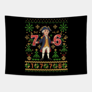 67 Funny George Washington Meme Six Seven Ugly Christmas Tapestry