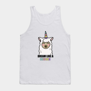 Dream Like a Unicorn Cute Llama Alpaca Tank Top
