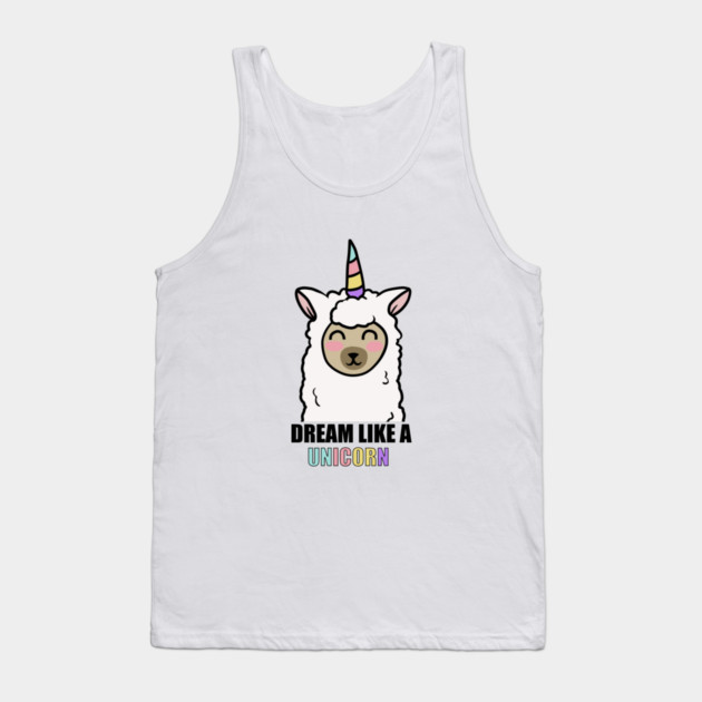 Dream Like a Unicorn Cute Llama Alpaca Tank Top by logiamerch