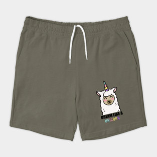 Dream Like a Unicorn Cute Llama Alpaca Shorts