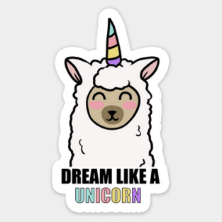 Dream Like a Unicorn Cute Llama Alpaca Magnet