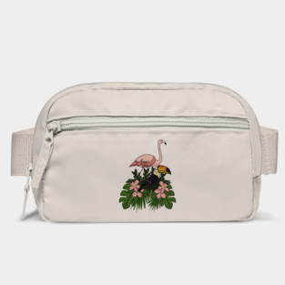 Toucan Bird Flamingo Bird Floral Palm Leaves Bag