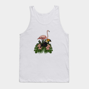Toucan Bird Flamingo Bird Floral Palm Leaves Tank Top