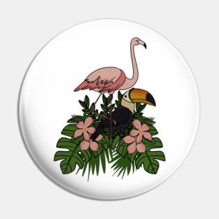 Toucan Bird Flamingo Bird Floral Palm Leaves Pin
