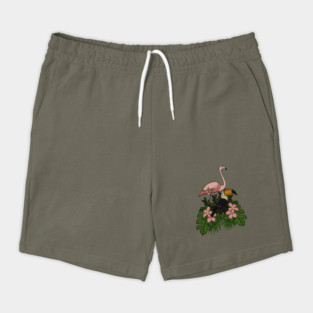 Toucan Bird Flamingo Bird Floral Palm Leaves Shorts