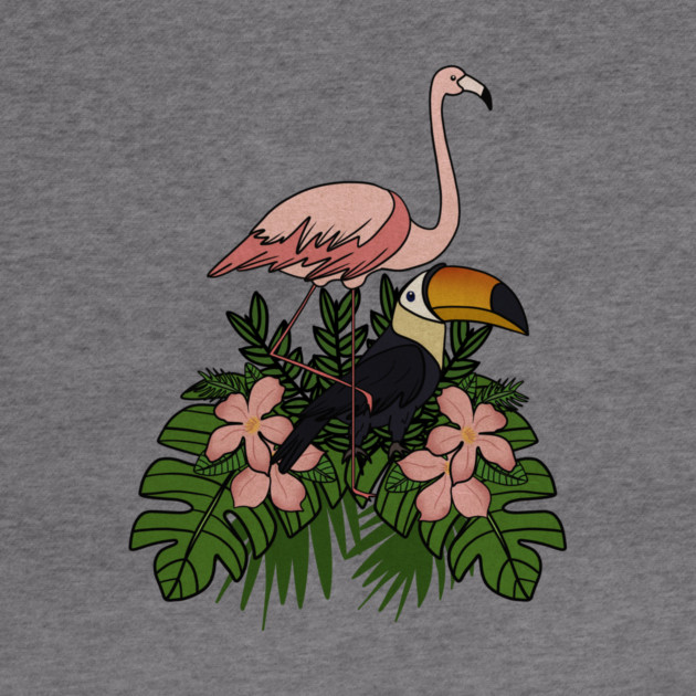 Toucan Bird Flamingo Bird Floral Palm Leaves by logiamerch