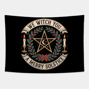 We Witch You Yule Christmas Merry Winter Solstice Tapestry