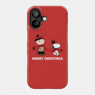 charlie brown and snoopy walk on christmas Phone Case