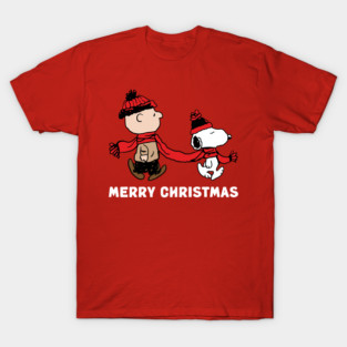 charlie brown and snoopy walk on christmas T-Shirt