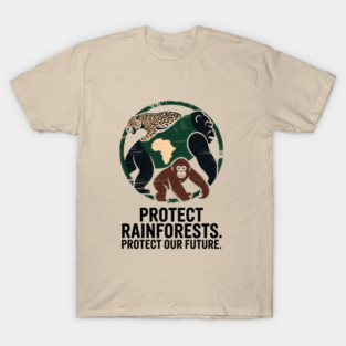 Rainforest Guardians Over Africa Map in Distressed Circle T-Shirt