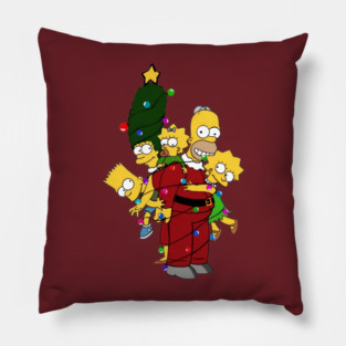The Simpsons Family Christmas Tree T-Shirt Pillow
