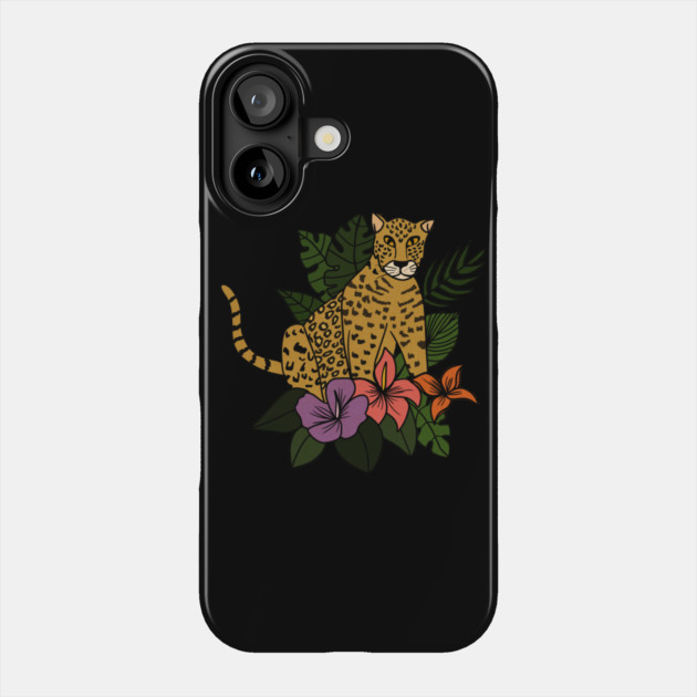Jaguar Tropical Vibes Big Cat Floral Style Phone Case by logiamerch