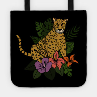 Jaguar Tropical Vibes Big Cat Floral Style Tote
