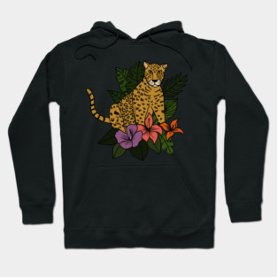 Jaguar Tropical Vibes Big Cat Floral Style Hoodie