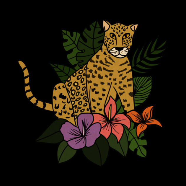 Jaguar Tropical Vibes Big Cat Floral Style by logiamerch