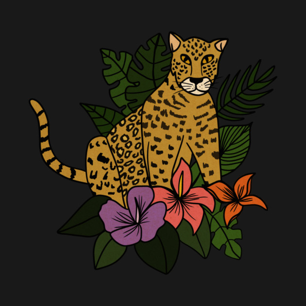 Jaguar Tropical Vibes Big Cat Floral Style by logiamerch