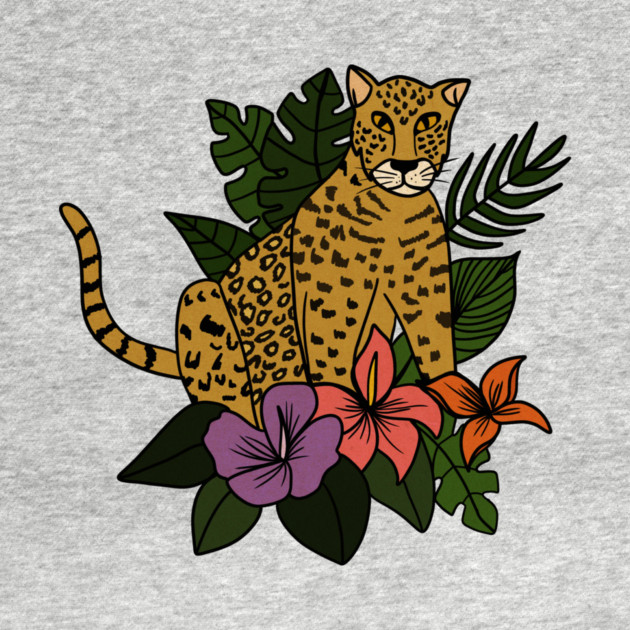 Jaguar Tropical Vibes Big Cat Floral Style by logiamerch