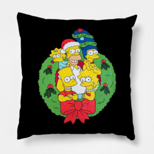 The Simpsons Family Christmas Wreath Pillow