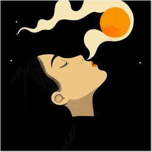 Woman Breathing Out the Sun Posters and Art