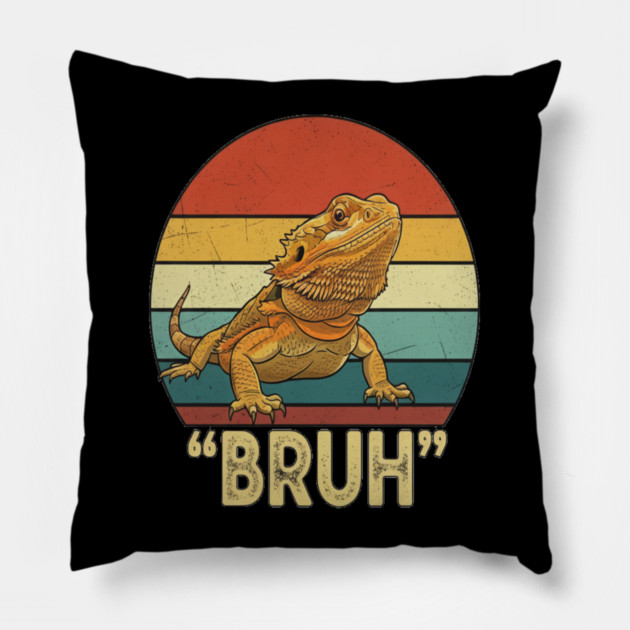 Funny Bearded Dragon Bruh T-Shirt Pillow by OUTFITPAW