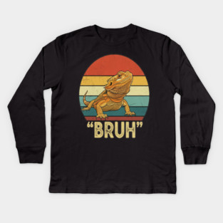 Funny Bearded Dragon Bruh T-Shirt Kids Long Sleeve T-Shirt