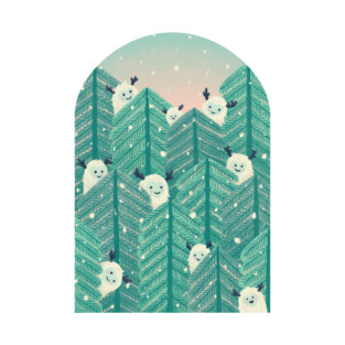 Yetis of the North in Whimsical Winter Forest T-Shirt