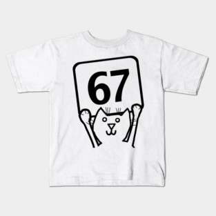 Memes Six Seven 67 Funny Cat 6 7 Portrait Kids T-Shirt