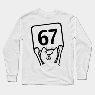 Memes Six Seven 67 Funny Cat 6 7 Portrait Long Sleeve T-Shirt