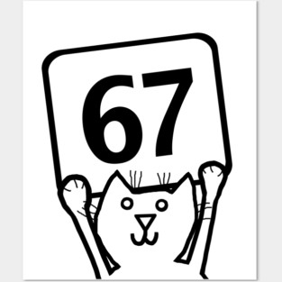 Memes Six Seven 67 Funny Cat 6 7 Portrait Posters and Art