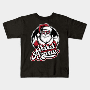 SKIBIDI RIZZMAS - SANTA CHRISTMAS COOL BLACK WHITE Kids T-Shirt