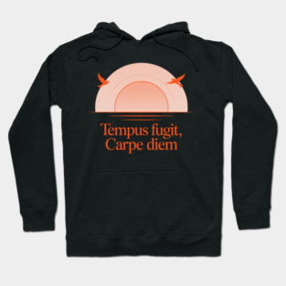 Tempus Fugit Carpe Diem Minimalist Latin Motivation Print Hoodie