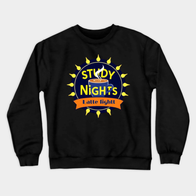 Study Nights Latte Lights books coffee Crewneck Sweatshirt by SR8891
