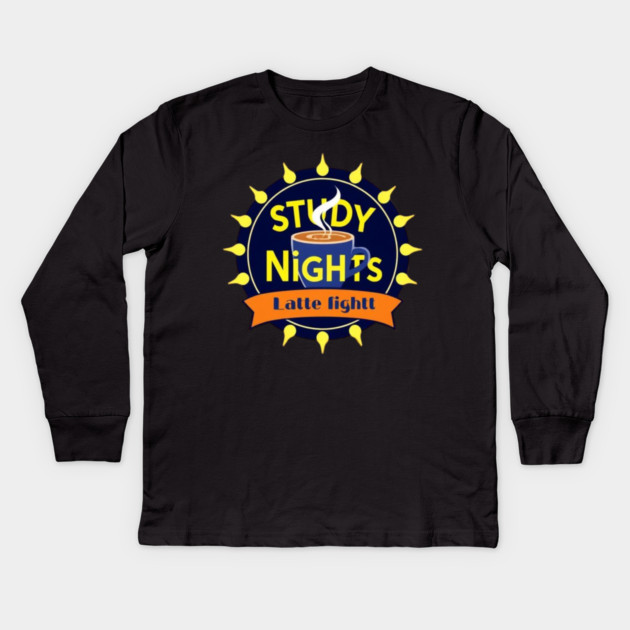 Study Nights Latte Lights books coffee Kids Long Sleeve T-Shirt by SR8891
