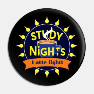 Study Nights Latte Lights books coffee Pin