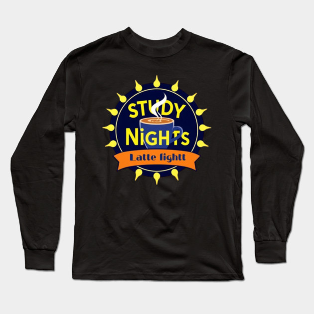 Study Nights Latte Lights books coffee Long Sleeve T-Shirt by SR8891