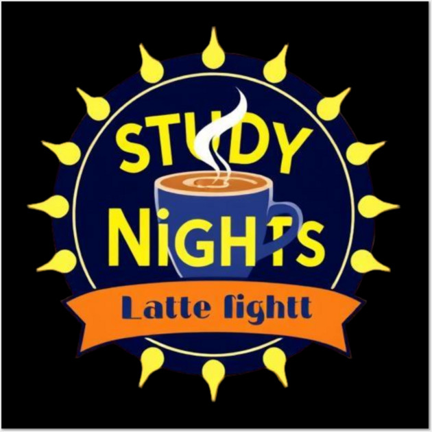 Study Nights Latte Lights books coffee Wall Art by SR8891