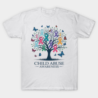 Child Abuse Awareness Ribbon Tree T-Shirt