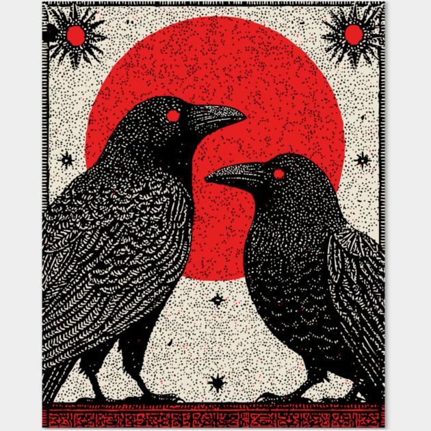 Gothic Ravens - The Witch's Familiars Wall Art by TuncGK